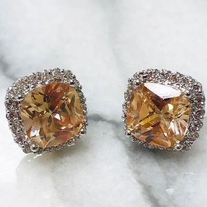 Light Colorado Topaz Cushion Cut Stud Earrings-Boutique